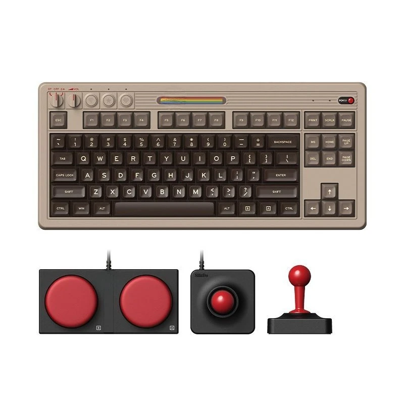 Retro Gaming Universe - Retro87C64 レトロメカニカルゲーミングキーボード ワイヤレス接続 Bluetooth 3モード 87キー