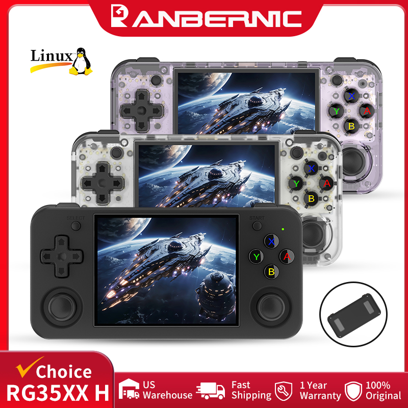 Retro Gaming Icons - Anbernic RG35XX H レトロハンドヘルドゲーム機 デュアルジョイスティックデザイン 3.5インチHD画面
