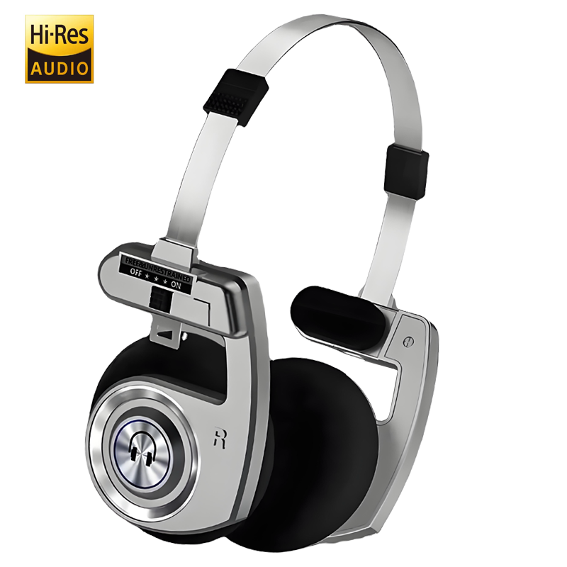 Retro Gaming Headset - レトロなワイヤレス Bluetooth ヘッドフォン、ステレオマイク付き、HIFI サウンド、折りたたみ式、ノイズキャンセリング機能付き、音楽やゲーム用