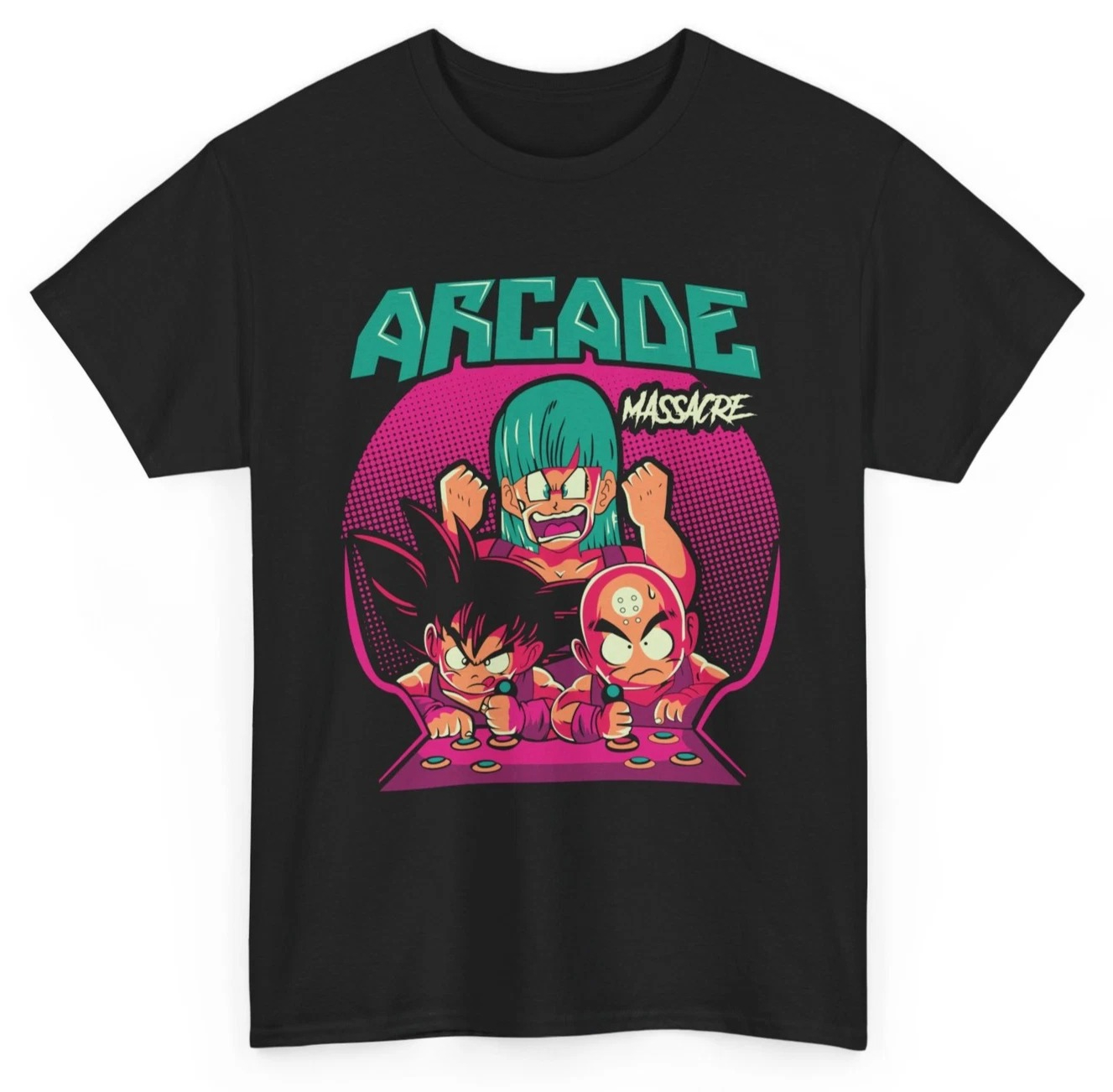 Retro Gaming Shop - 夏のホットセール、悟空&クリリンアーケードTシャツレトロゲームファンTシャツアニメTシャツメンズラウンドネック半袖Tシャツ