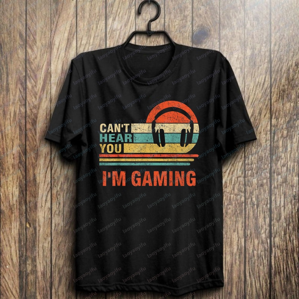 Retro Gaming Headset - 面白いゲーマーギフトヘッドセット「聞こえないよ、ゲーミング中だよ」Tシャツ 最新レトロストリートウェアファッション90年代トップス 夏トレンドメンズ服