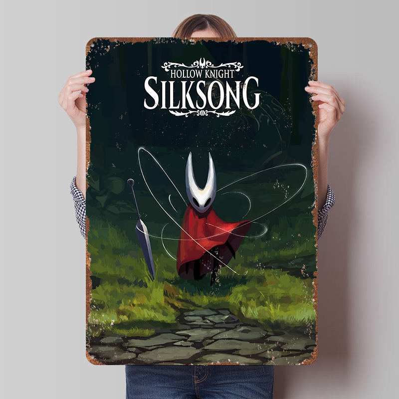 Retro Knight Gaming - Hollow Knight: Silksong ゲームアート ブリキ製ポスター カスタマイズされたウォールアート