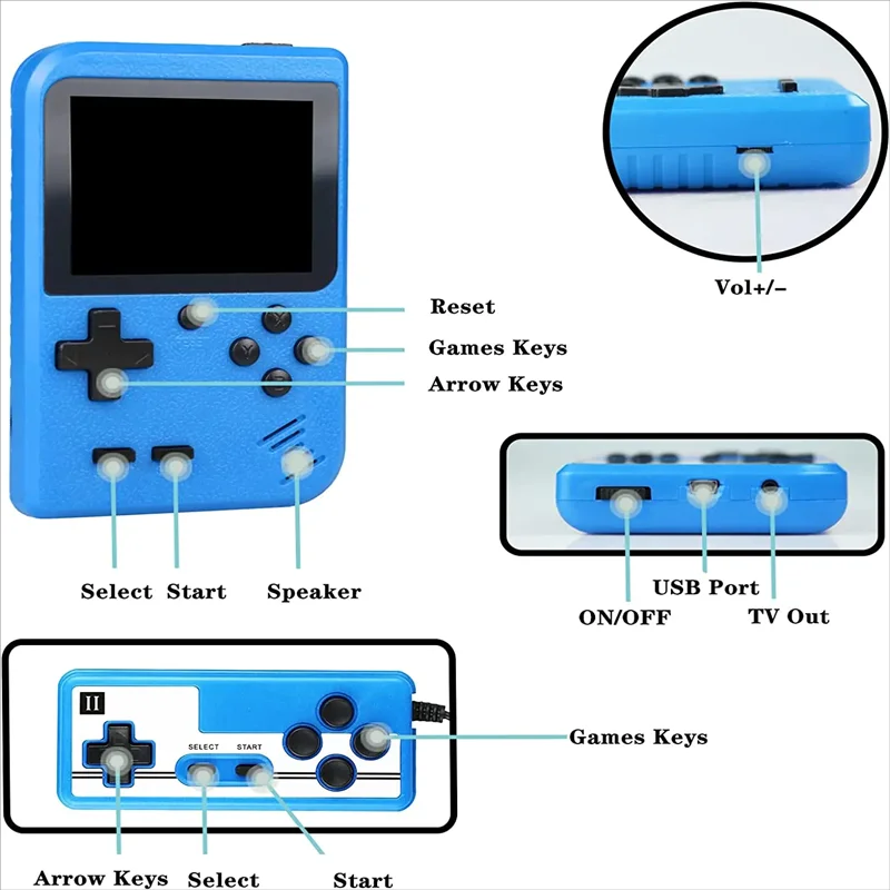 8 ビットミニビデオゲームコンソール内蔵 400 ゲームレト - Retro Gaming Icons のレビューと価格