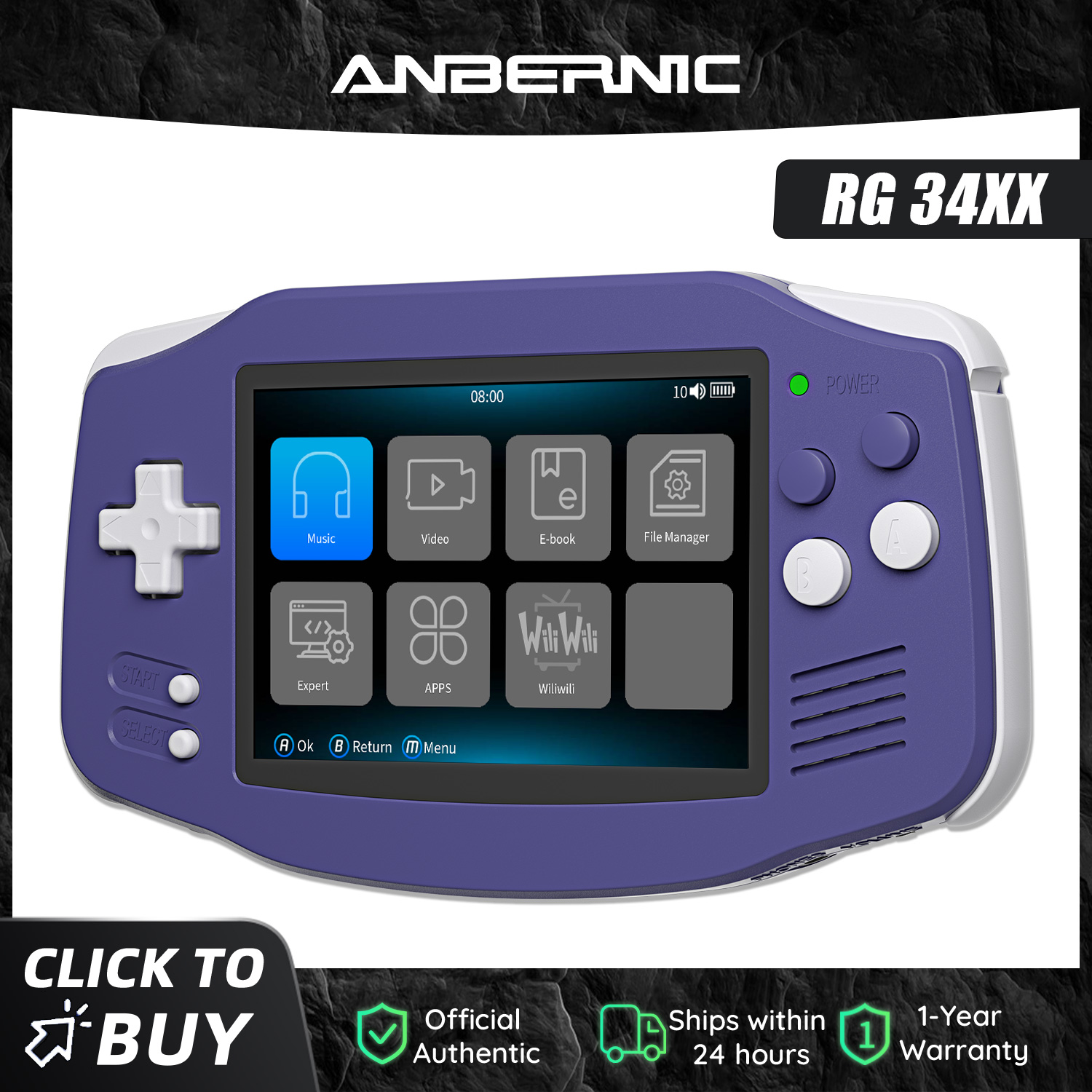 Anbernic RG34XX 64ビット レトロ携帯ゲーム - Retro Gaming Icons のレビューと価格