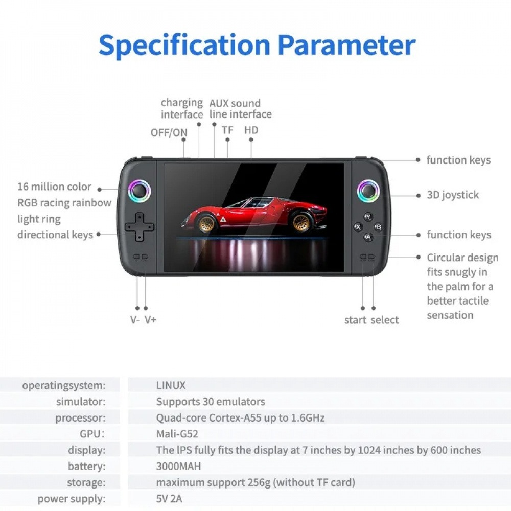 M27 7インチIPSスクリーン ハンドヘルドゲーム機 エミ - Retro Gaming Video のレビューと価格