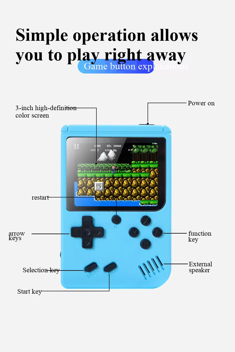 新型3インチ携帯レトロミニビデオゲームコンソール 8ビットハ - Retro Gaming Icons のレビューと価格